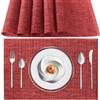 Poligono Tovagliette Americana Lavabili, Set di 6 Tovagliette Colazione in PVC, Antiscivolo, Resistenti al Calore, per Tavolo da Cucina (Rosso)