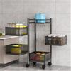 GarveeHome Scaffale Portaoggetti da Cucina - Carrello in Metallo a 5 Ripiani con Ruote Girevoli 360°, Organizer Salvaspazio Nero, 5 Layer Black