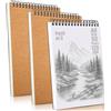 TOYVENTURES Blocco da disegno per artisti, formato A4, confezione da 3 pezzi, carta spessa 120 g/m², 60 pagine (30 fogli), copertina rigida da 500 g/m², rilegatura a spirale superiore, ideale per disegnare
