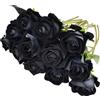 Eclove 12 Pcs Rose Artificiali, Realistiche Singola a Gambo, Fiori Artificiali Finto 30cm Lungo Rosa Finta, Bouquet da Sposa in Seta per Decorazioni in Casa per Giardino Feste Ufficio (Nero)