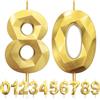 LFWZRY 80° Candele di compleanno, Compleanno Candele Torta Oro, Candela numero 80, 3D Candele con numeri da 5cm, Compleanno Torta Topper Decorazione per Feste di Compleanno Matrimonio Anniversario