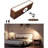 DetarZinLED Applique da Parete Interno Legno,Applique Legno a Batteria,Lampada da Lettura Ricaricabile,Luci LED Senza Filo Touch,Rotazione a 360°,Moderno Luci LED a muro per Soggiorno,Corridoio