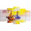 ARTTOR Quadri Moderni su Tela 150x50 cm Stampe da Parete Paesaggi Marino - 2882 | Barche Sole Mare Quadro Decorativo XXL Set da 5 pezzi Soggiorno Camera da Letto Arte da Parete Decorazione da Parete ARTTOR