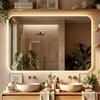 CLP Specchio bagno rettangolare con illuminazione LED, specchio con touch dimmer, 3 tonalità luce, antiappannamento, senza cornice Ariva, Dimensione:100x70 cm