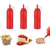 SKYPRO Confezione da 3 bottiglie in plastica rossa da spremere per condimenti, multiuso, per ketchup, olio, marmellata, barbecue, salse, condimenti, grigliate, artigianato, sciroppo, dispenser