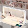 Adonafy Mezza Luna Lampada per Nghie: 34 LED Lampada per Unghie da Tavolo | Lampada Tavolo Unghie con Supporto & 3 Modalità di Colore e 10 Livelli di Luminosità per Cellulare Manicure (Bianco)