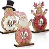 com-four® 3x Decorazioni di Natale in legno, Addobbi natalizi da appoggiare | Renna - Babbo Natale e albero di Natale in legno da appoggiare