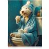 Dazzlewall Poster Divertente Cane in Bagno, Quadro Umoristico Cane sulla Toilette per Decorazione Bagno e Amanti Animali, 30x40 cm Senza Cornice