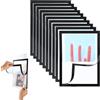 wenrescry Cornici magnetiche autoadesive A4 - Set di 8 (4 nere e 4 argento), display impermeabile, PVC trasparente, documenti magnetici, copertine per foto e poster, adatte per pareti, finestre