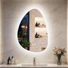 LUVODI Specchio Bagno con Luce Asimmetrico Retroilluminato: Specchio Bagno Irregolare LED a forma di goccia 77x55cm Con Antiappannamento, Touch Dimmerabile Tripla Tonalità 3000K-6000K, Memoria