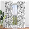 Hiseng 2 Pezzi Tende Voile Trasparente Interni Decorativi Sheer Tenda per Camera da Letto Finestre Porta Cucina Soggiorno, Dinosauro Stampa Semi Trasparente Tende (107x160cm,Graffiti Neri)