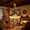 Generico Lampadario sospeso con cappello da Babbo Natale illuminato,Illuminazione LED calda, decorazioni natalizie da appendere, 3 modelli con luci natalizie LED calde, design a cono con paillettes (#D)