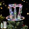Lewondr Puntale Per Albero Di Natale Cappello, 9.45 Cappello In Resina Con 40 LED Multicolori, Timer 6H & 8 Modalità USB Telecomando, Puntale Per Decorazione Natalizia Da Interno, Argento