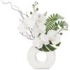 Oairse Pianta artificiale orchidee con ciambella in ceramica, vaso decorativo artificiale, fiori artificiali, come veri con fiori real-touch, vaso in ceramica, decorazione da tavolo, davanzale, altezza 41 cm