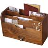 Wxyestna Portalettere, portalettere in legno a 3 scomparti con cassetto, organizer da tavolo retrò marrone per cartelle di file, posta, buste, organizer