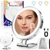 Robofun Specchio Trucco con Luci, 1X/10X Specchio Ingranditore con Luce, 3 Colori di Luce e Luminosità Regolabile dal 20%-100%, 3000mAh Custodia in Metallo Specchio Ingranditore - Colore Metallizzato