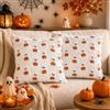 Hejo 2 Pezzi Federe Cuscini Halloween 45x45 cm, Bianco, Fantasma e Zucca | Federe Decorative Stagionali in Peluche, Autunnali & Halloween Decorazioni, Federe Quadrate per Divani, Poltrone e Terrazze