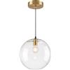 LFsem Lampada a Sospensione in Vetro Moderna Minimalista E27 Globo in Vetro Portalampada Dorato Cavo Regolabile 150 cm per Isola Cucina Sala da Pranzo Camera da Letto Caffè Corridoio (20CM)