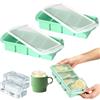 Cycayit Stampo congelatore silicone 4 scomparti 250 ml con coperchio set 2 | Per zuppa, brodo, salsa, cubetti di ghiaccio, pappe e meal prep, contenitori freezer impilabili