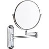 KEYQEEN Specchio per Trucco a Parete, Specchio ingranditore bifacciale Specchio da Barba Girevole a 360°, Specchi Cosmetici estensibili per Bagno,Cromo,5X