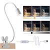 da LIGHT Lampada da lettura a morsetto, lampada da scrivania a LED, morsetto con 3 temperature di colore, dimmerabile, lampada da tavolo con cavo bianco per studiare, leggere e lavorare