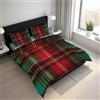 Generico Tartan Scozzese Copripiumino Matrimoniale Reticolo Rosso E Verde Parure Copripiumone con 1 x Copripiumone 135x200 cm e 1 x Federe 50x80cm LGS14LS