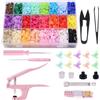 Mardatt Set di 405 bottoni a pressione T5 con pinze a pressione, 24 colori, rotondi, in plastica, senza cuciture, con clip per cucire vestiti, cappotti antipioggia e altri lavori fai da te