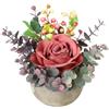 Wenhuidr Kit di fiori artificiali con vaso, combinazione di rose rosa seta e verde, finta piccola pianta con foglie di eucalipto per uffici, libreria, casa, feste, matrimoni, decorazioni