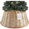 DECO EXPRESS Gonna Albero di Natale, Base Albero Vimini, Collare Naturale per Decorazioni Natalizie per Xmas Festa, 36cm x 28cm (Salice Beige, Altezza 36 cm/Base 53 cm)