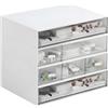 wiksite Cassetti da scrivania, cassetti impilabili in plastica, cassetti trasparenti per collezione, piccoli oggetti, collezione per la casa, cosmetici, forniture per ufficio, 7 cassetti, grande capacità