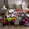 Homemissing Hip Hop Decorazione Copripiumini Hippie Style Graffiti Copripiumone Morbido Ragazzo, Ragazze, Bambini Street Cultura Set Copripiumino 260x220cm Modern Graphic Wall City Art