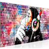 Runa Art Quadri XXL Dj Monkey 200 x 80 cm Colorato 5 Pezzi Street Art - Made in Germany - 042555c