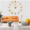 Coraltree Orologio da Parete Silenzioso Preciso Fai da Te, Orologio Parete Moderno Decorazione, Grande Orologio da Parete 3D Adesivo Home Office Decor Regalo (oro)