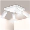 Ketom Faretti LED Soffitto GU10, Faretto LED Interno Orientabile 4 Luci | Binario Faretti Soffitto Bianco, Moderno Lampadario Faretto Cucina, Faretti da Soffitto, Quadrato, Senza Lampadina