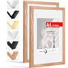 HIMEETIME® 2x Cornice A4 21x30 cm in legno massiccio di quercia con fronte in perspex, per esporre un'immagine di 15x21 cm con tappetino o 21x29.7 cm senza tappetino,Cornice per fotografie A4
