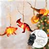 Cobus CozyHome Lucine led decorative dinosauro - 12 figure a LED & 4M I Con Spina | Per interni I Filo led decorative Fairy lights Lucette decorazioni Luci natale interno luci Letto montessori bambini
