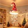Generico Lampadario sospeso con cappello da Babbo Natale illuminato,Illuminazione LED calda, decorazioni natalizie da appendere, 3 modelli con luci natalizie LED calde, design a cono con paillettes (#B)