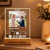 Minchek Targa Spotify Lampada Personalizzata con Foto in Plexiglass con Base in Legno e Dedica Incisa, Spotify Code Scansionabile, Regalo Fidanzato Fidanzata, Anniversario San Valentino