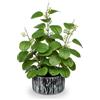 Arborus Piante finte in vaso, 35,8 cm, Ficus artificiale con semi, piante verdi finte per interni con vasi a righe bianche e nere - Verde artificiale per la decorazione della casa