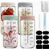 SZKKQKJ Overnight Oats - 4 vasetti per barattoli vetro con coperchio da 750 ml, con coperchio a vite, per marmellate fatte in casa, chutney, yogurt, budino, inserti, come scatole Mason Jar Meal Prep