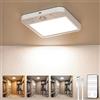 ceshu Plafoniera LED con Sensore di Movimento, 8000mAh Plafoniera Ricaricabile a Batteria Funziona in Modalità Wireless con Telecomando, 3 Temperature di Colore Lampada da Soffitto per Cucina Doccia Bagno