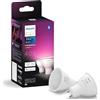Philips Hue Faretto Smart GU10, Luce Bianca e Colorata (2 pezzi), 400lm, Compatibile con Bluetooth, Controllo vocale con Alexa, Apple Home e Google Assistant