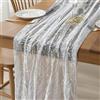 LQTSLFM Runner Tavolo Tulle, 70 x 300 cm Runner Pizzo per Tavolo Lungo, Lucido Tovaglia in Tulle, Elegante Runners Tavola con Lamina a Caldo per Feste, Matrimoni, Banchetti, Creatività Fai da Te (Argento)