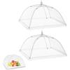 ZHAOYCSH 2 Pezzi Copertine per Alimenti Pieghevoli in Rete Protettiva Anti-Insetti, 32x32 cm (12 Pollici) - Coperchi per Frutta, Verdura, Piatti da Picnic e Barbecue, Design a Ombrello, Colore Bianco