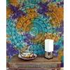 GURU SHOP Guru-Shop Telo da parete indiano, con stampa con motivo Mandala, copriletto - bianco/rosa, in cotone, 210 x 240 cm, copridivano Batik