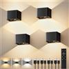 VIWAVE Applique da Parete Interno Ricaricabili con Sensore, Nere, Set 4 | 3 tonalità, Dimmer continuo, Telecomando, Batteria 5200 mAh, 0,5/1 ora timer, Modalità fissa/Sensore, Senza fori
