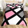 Homemissing Set di biancheria da letto moderno astratto con copripiumino super king a righe semplici geometriche set di biancheria da letto per bambini ragazzi ragazze rosa grigio nero bianco Decor trapunta in m