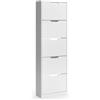Vicco Scarpiera da ingresso Luca, Bianco, 59 x 180.5 cm con 5 scomparti basculanti