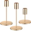 ZWFSDM 3 Pz Porta Candele da Tavolo, Portacandele Oro, 8.5/14/16cm Candelabro Portacandele in Metallo per Candela cilindrica, Candeliere da Tavolo per Matrimoni Compleanni Natale Decorazioni（Oro）