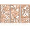 Yixuan 3 Pezzi Sculture da Parete in Legno Naturale, Decorazione Murale Foglia di Monstera Stile Boho Chic, Arte Murale Moderna e Leggera per Soggiorno, Camera da Letto, Ingresso o Ufficio